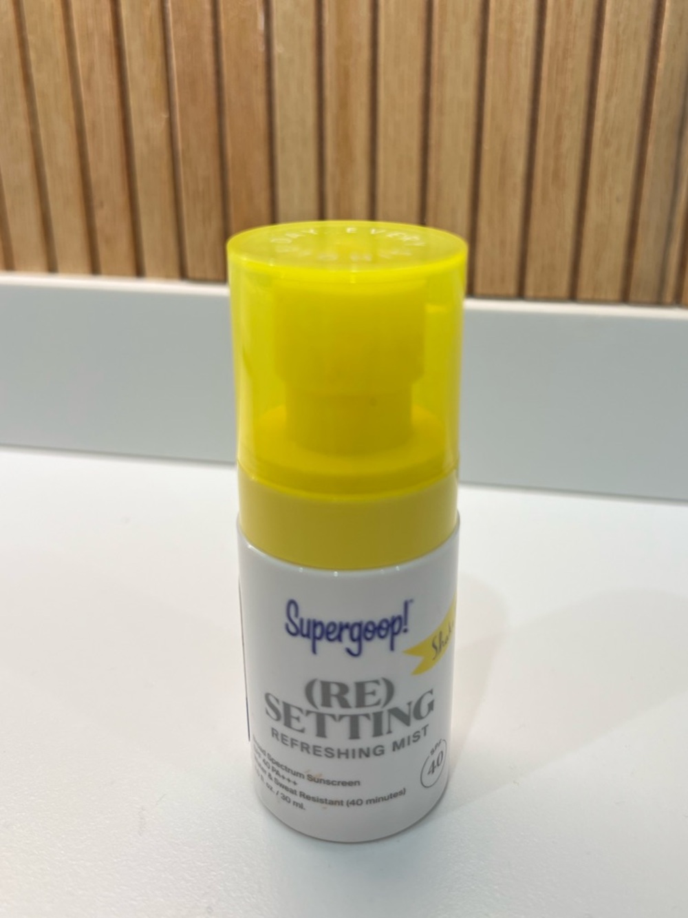 Supergoop! White Bottle with Yellow Cap Sunscreen Mist